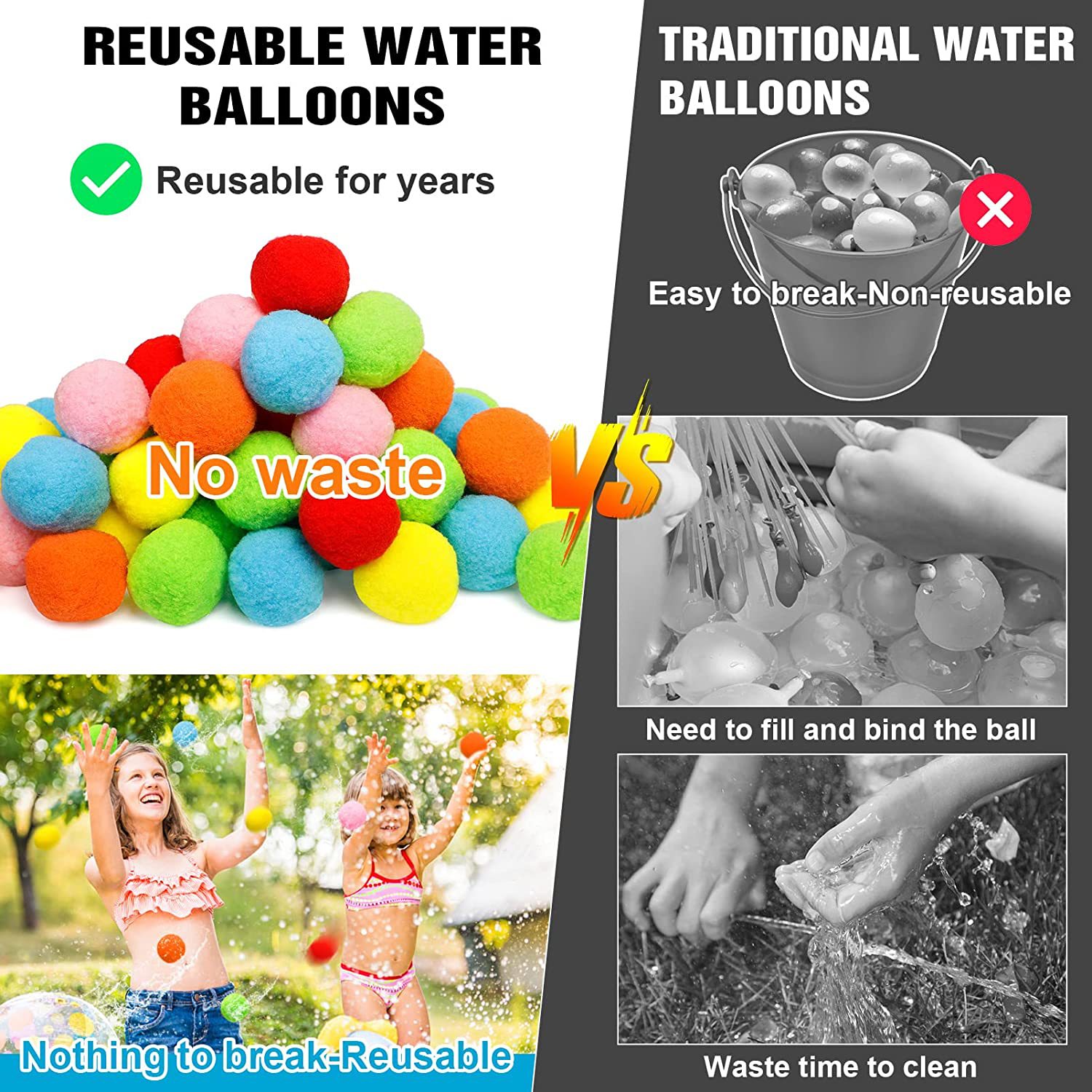12/30/60Pcs Reusable Water Bal - Outdoor Adventure Game recension och pris